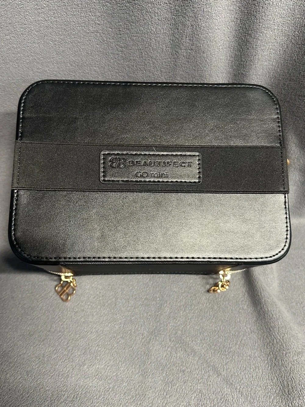 Quilted Black Cosmetic Case with Gold Hardware